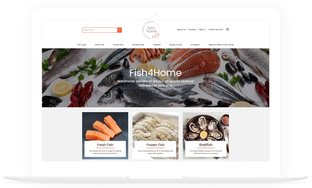 An example of a Shopify website Fish4Home