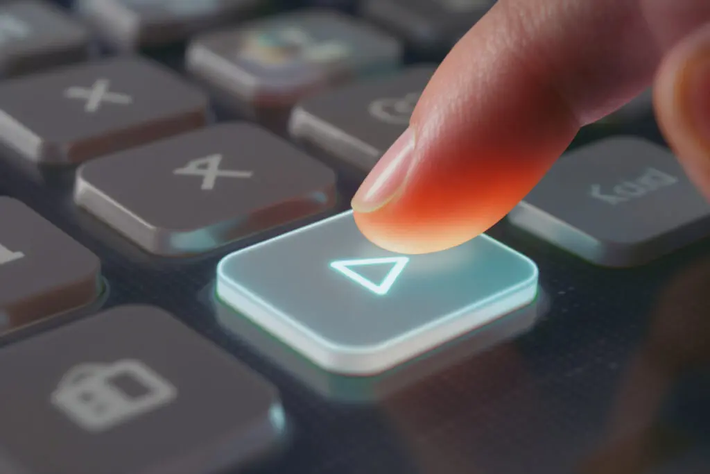 A finger hovering over a brightly highlighted clickable button on a screen illustrating title tag optimization for click-through rate -  Rank Your Domain | SEO That Converts Clicks to Customers A finger hovering over a brightly highlighted clickable button on a screen illustrating title tag optimization for click-through rate